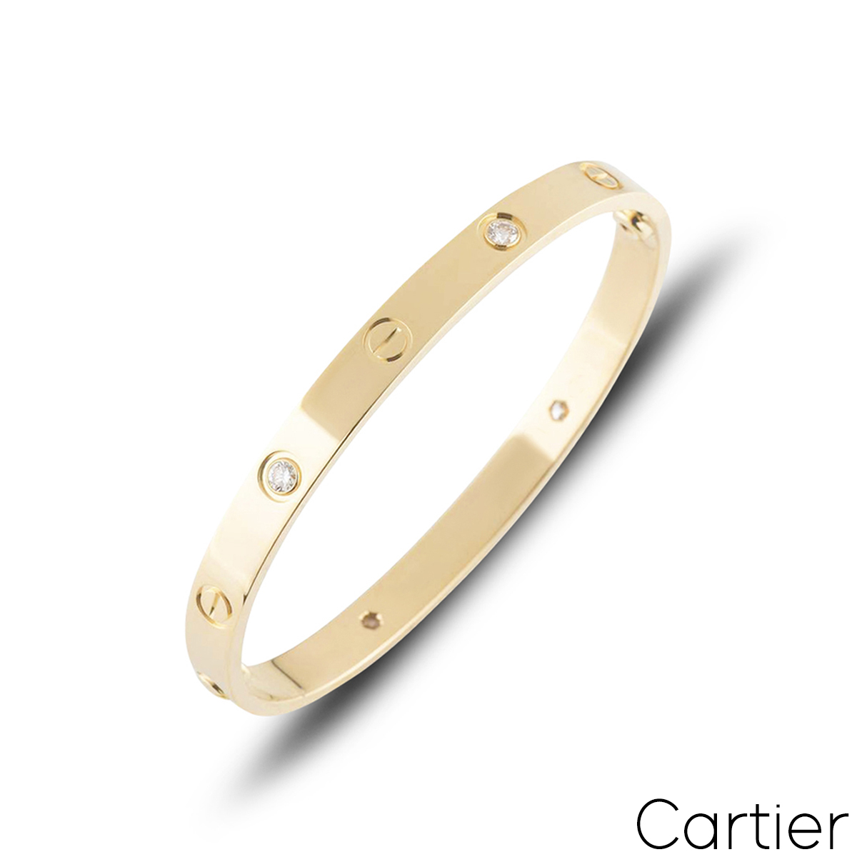 Cartier Yellow Gold Half Diamond Love Bracelet Size 18 B6035918